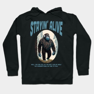 Bigfoot with Headphones Groovin to Stayin Alive Disco Hoodie